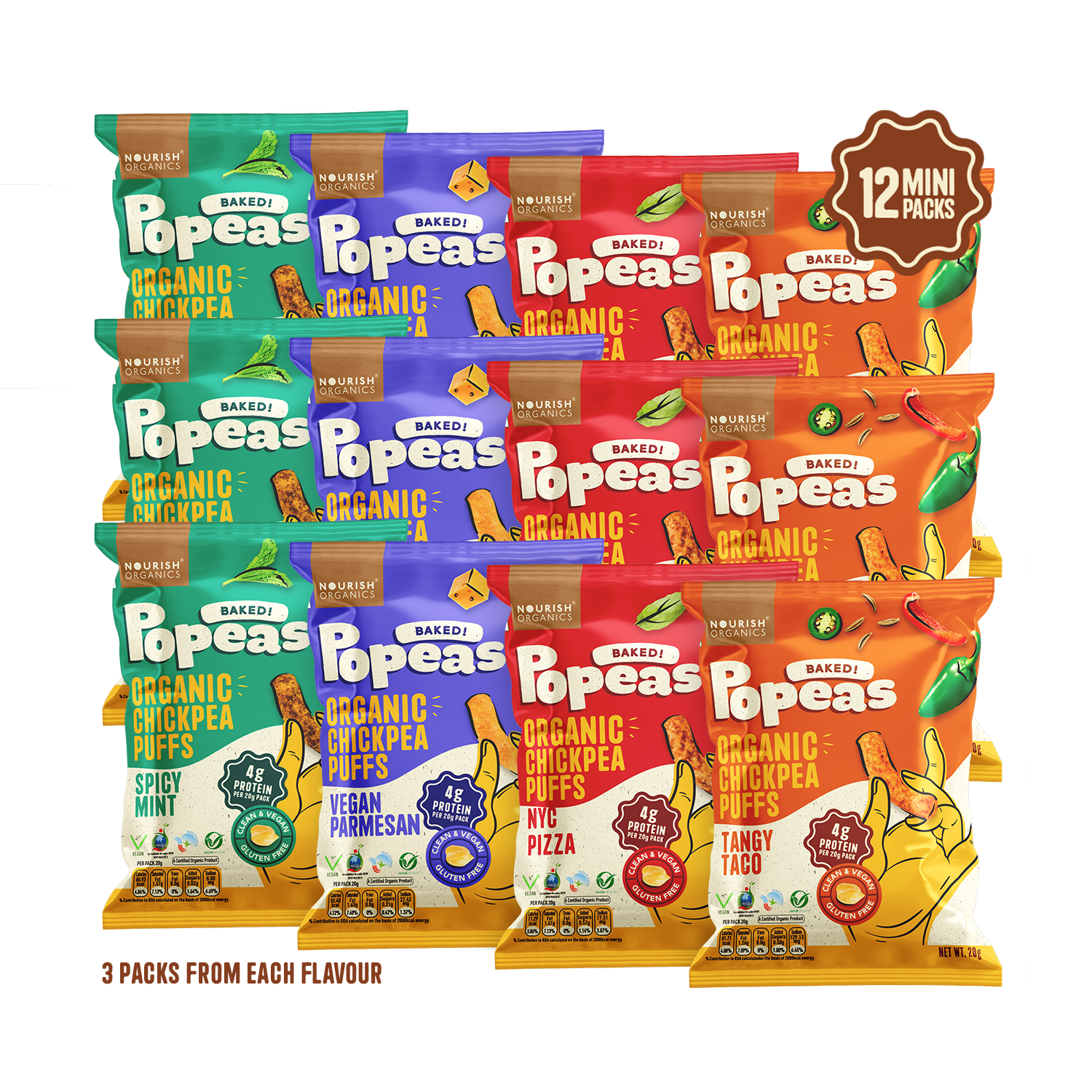 Variety Protein Puffs Mini - Pack of 12, (20G)