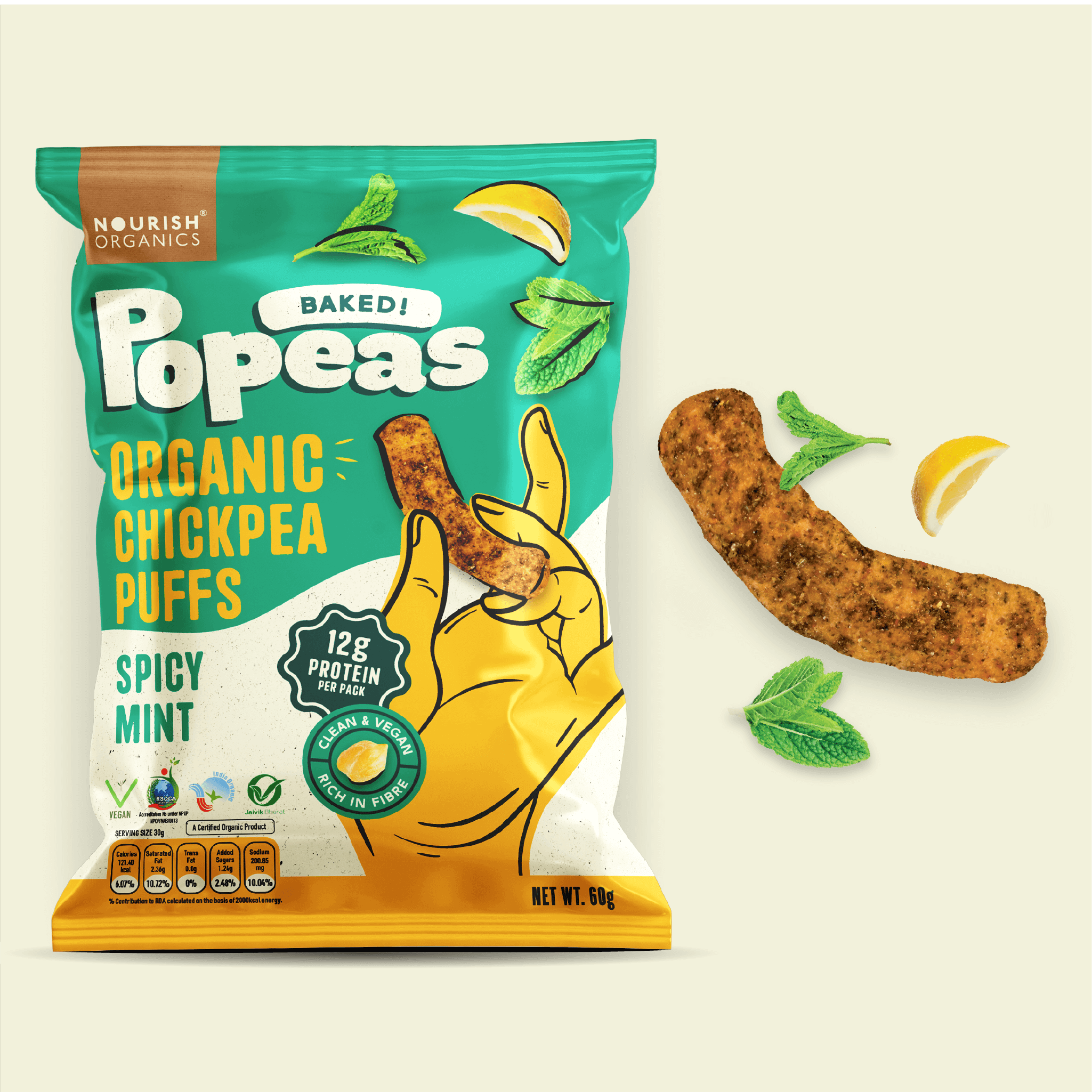 Spicy Mint Protein Puffs - Pack of 4, (60G)