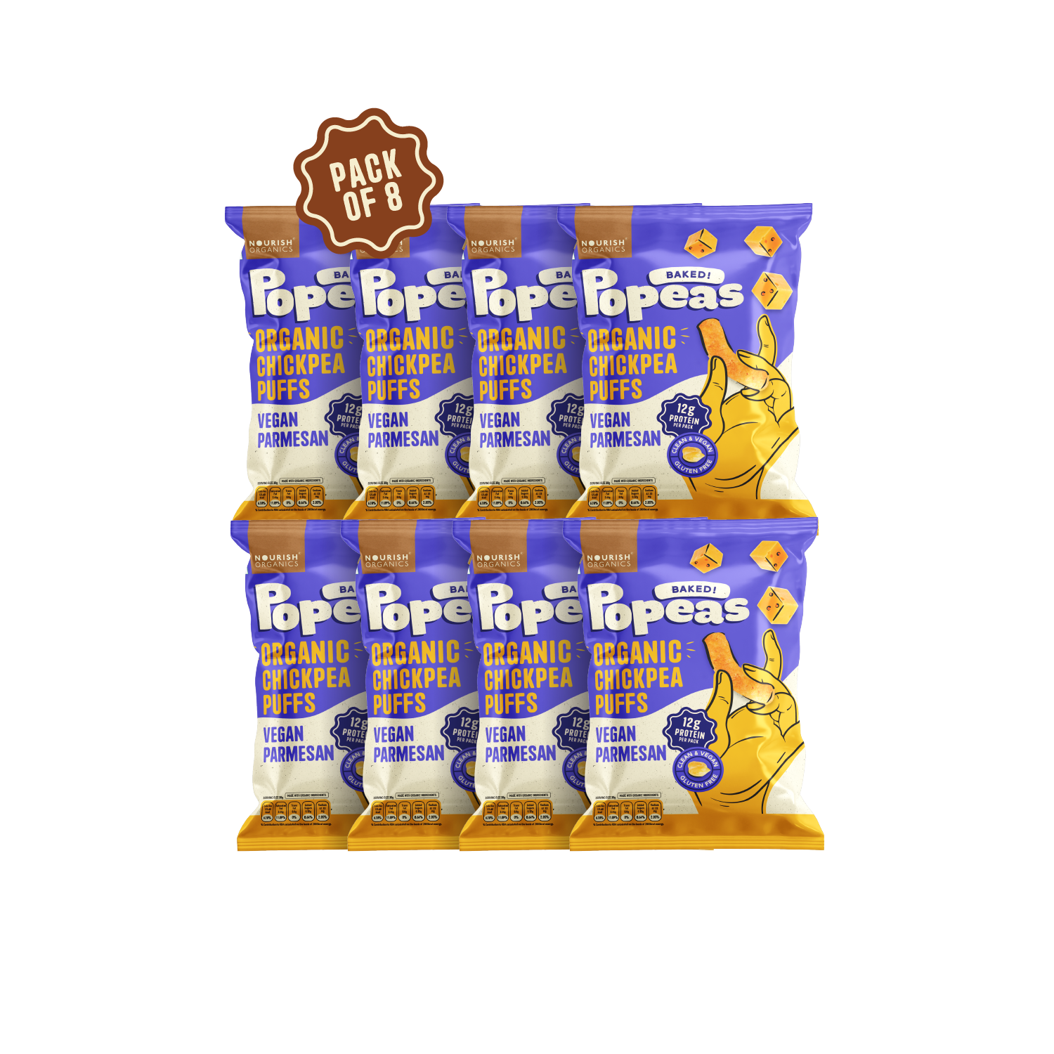 Vegan Parmesan Protein Puffs - Pack of 8, (60G)
