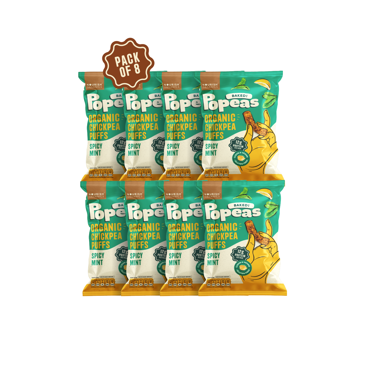 Spicy Mint Protein Puffs - Pack of 8, (60G)