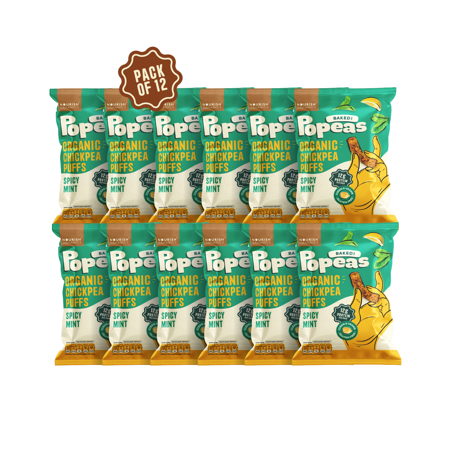 Spicy Mint Protein Puffs - Pack of 12, (60G)