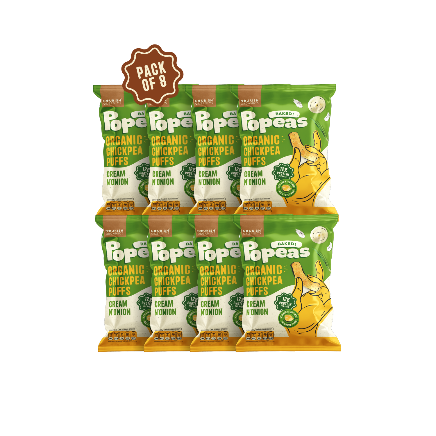 Cream & Onion Popeas - Pack of 8 (60g)