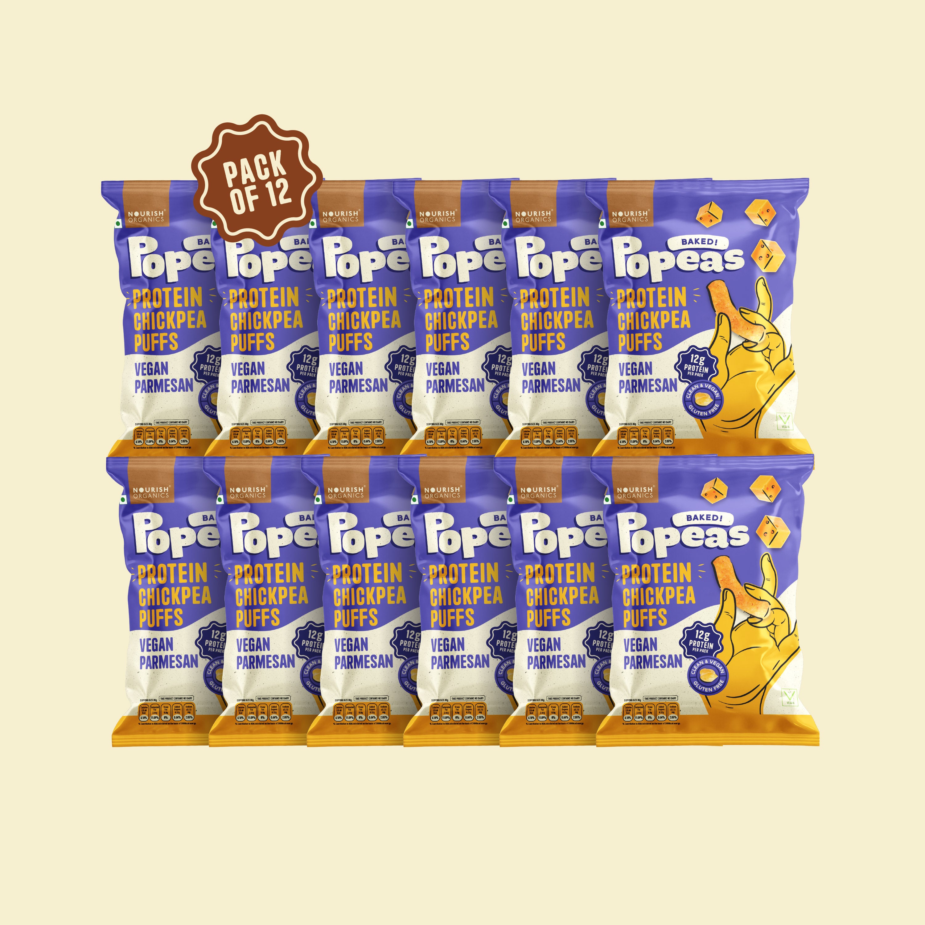 Vegan Parmesan Protein Puffs - Pack of 12, (60G)