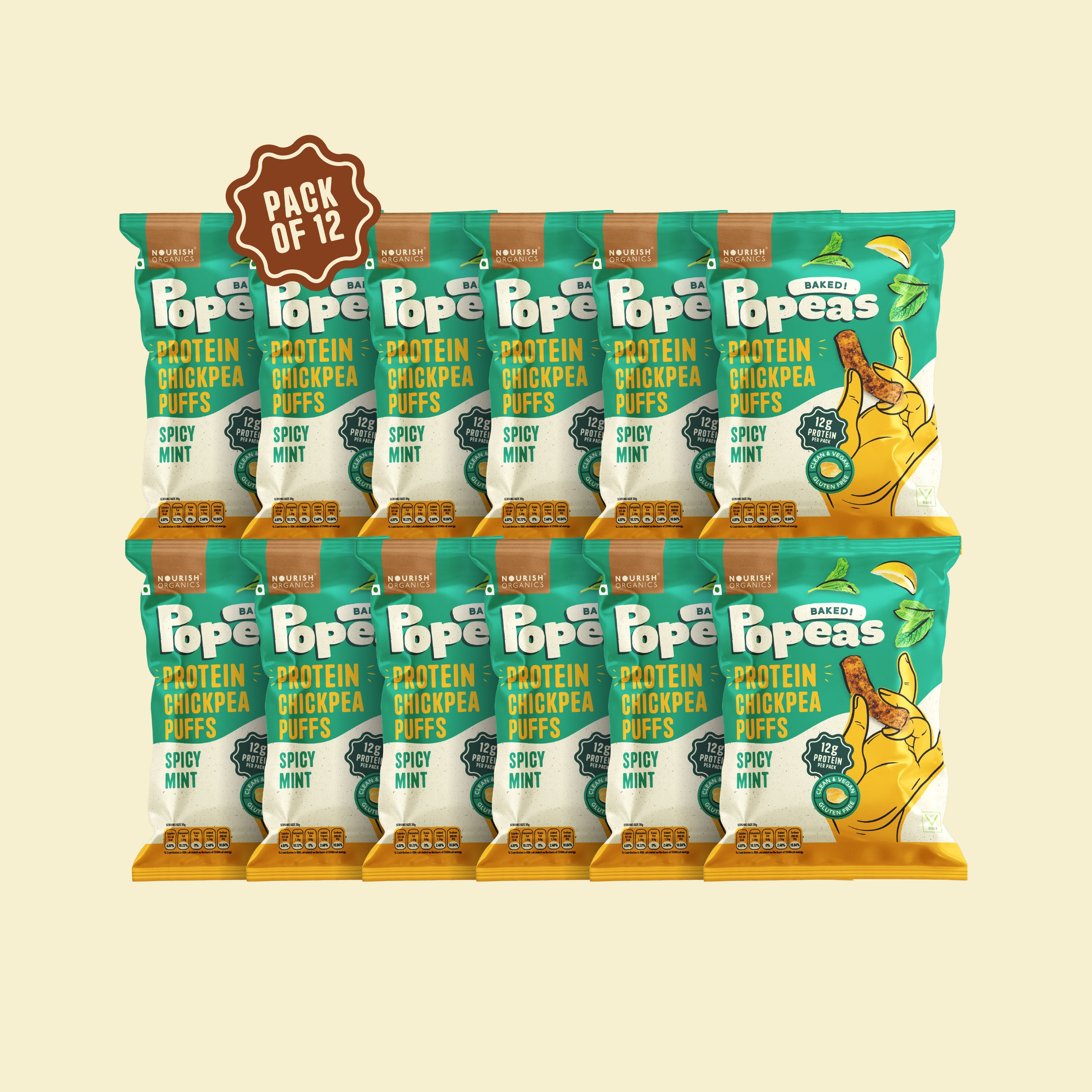 Spicy Mint Protein Puffs - Pack of 12, (60G)