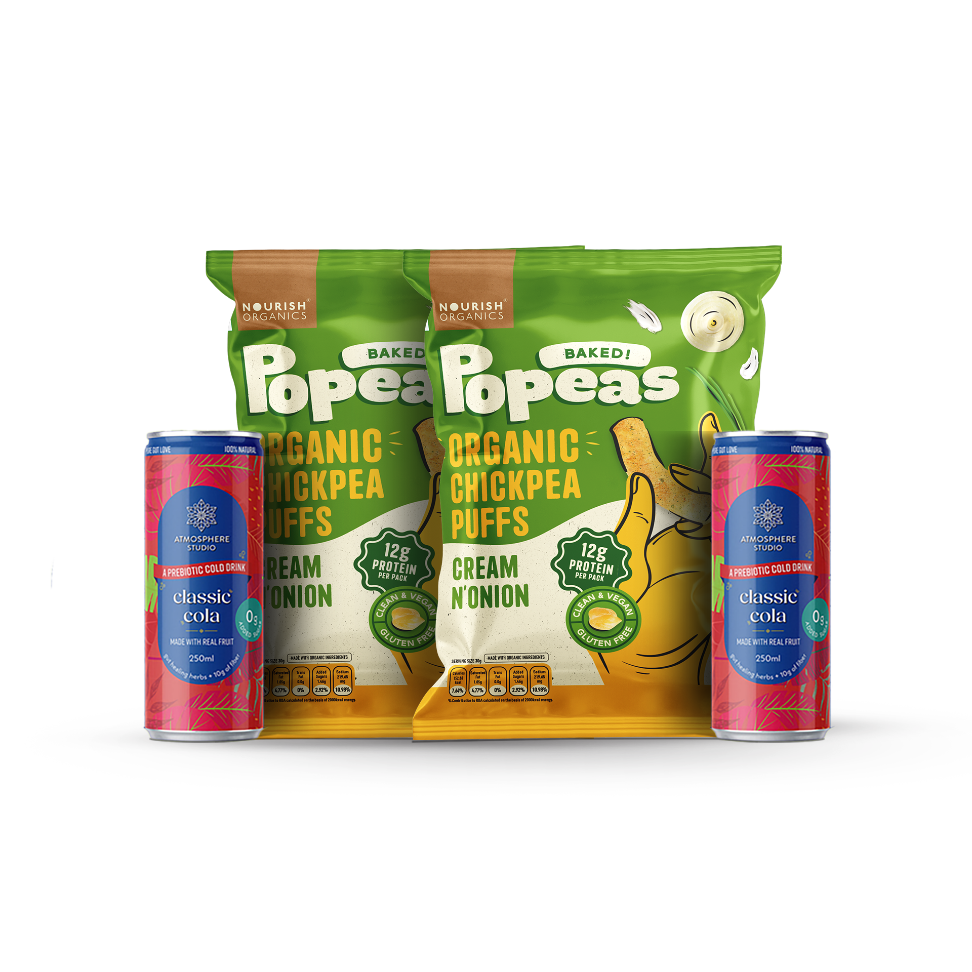 Fizz & Crunch Duo – Cream N’ Onion Popeas & Classic Cola (2 Popeas + 2 Cola Cans)
