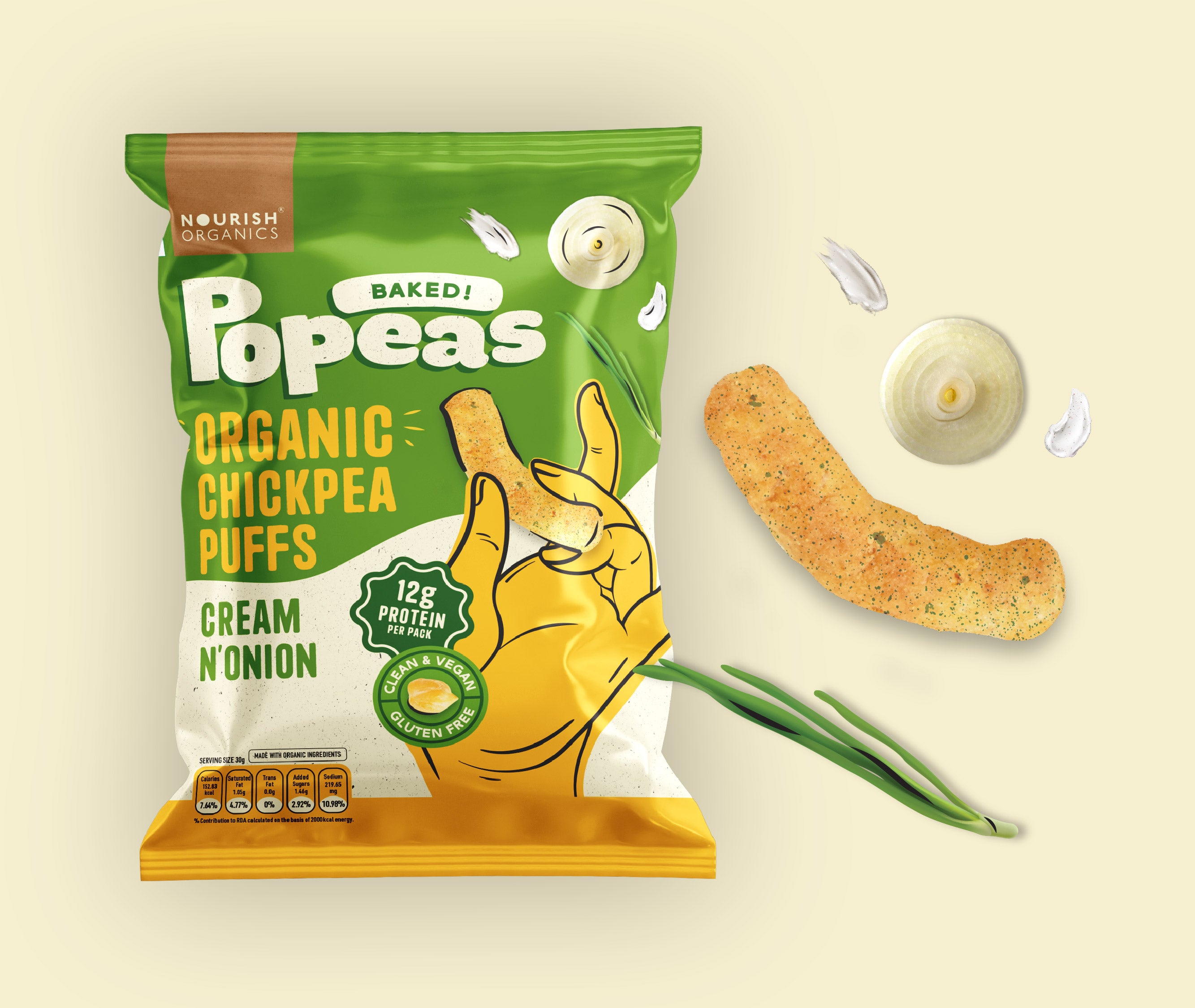 Cream & Onion Popeas - Pack of 12 (60g)