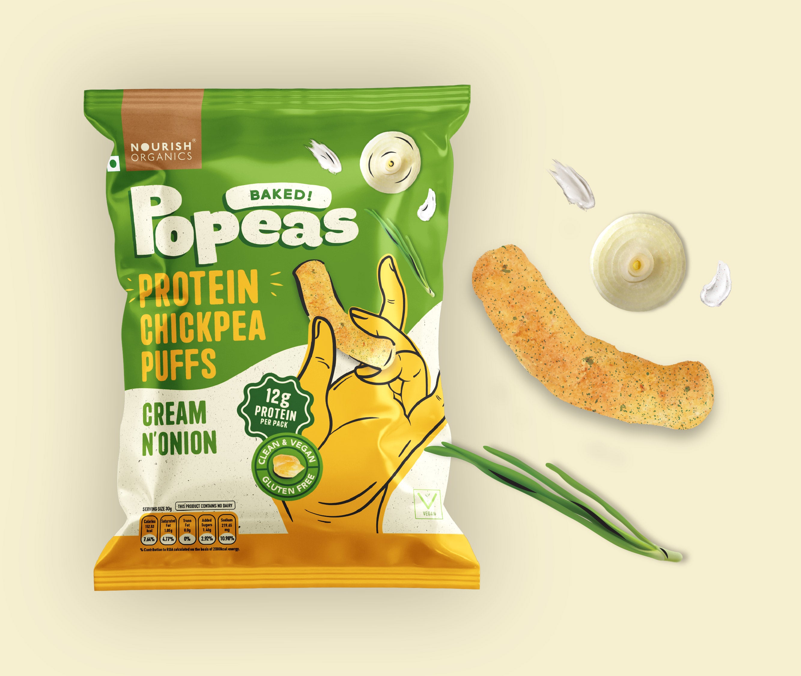 Cream & Onion Popeas - Pack of 4 (60g)