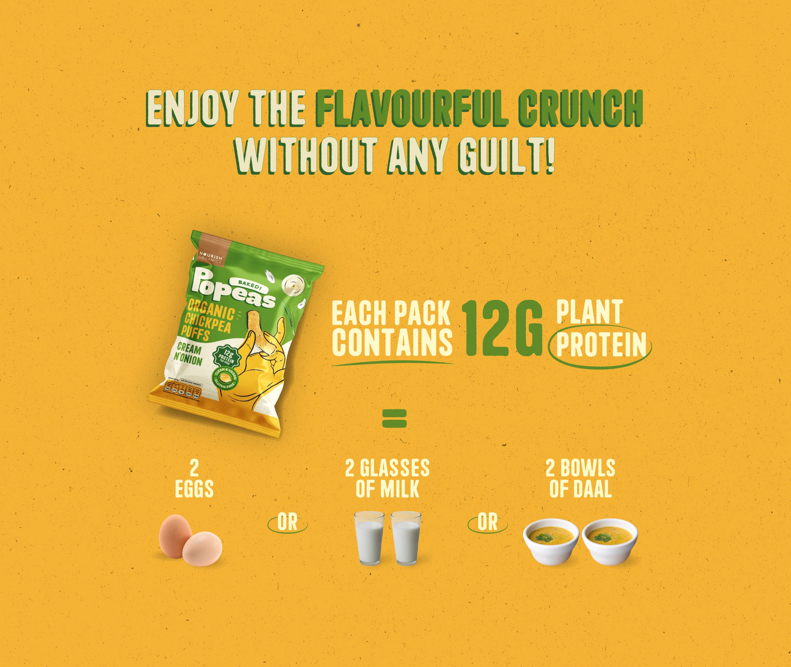 Cream & Onion Popeas - Pack of 12 (60g)