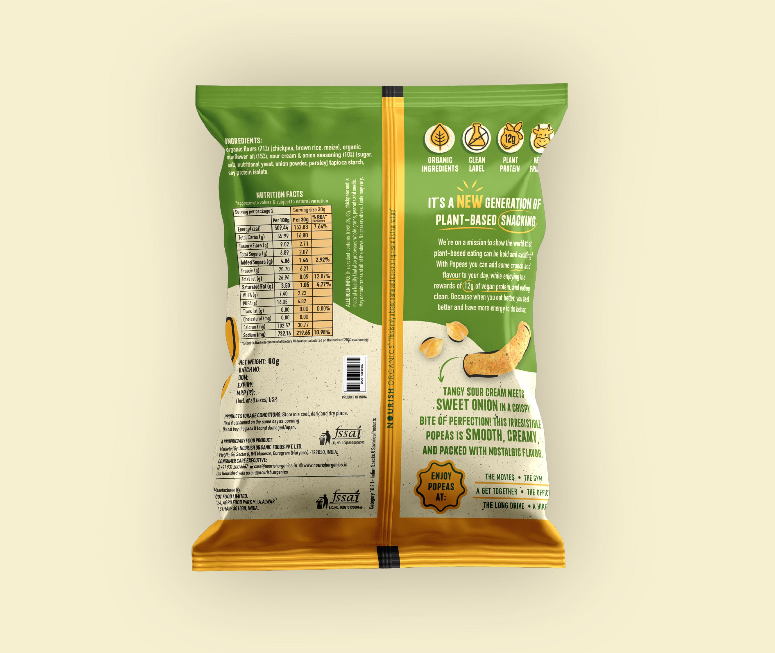 Cream & Onion Popeas - Pack of 4 (60g)