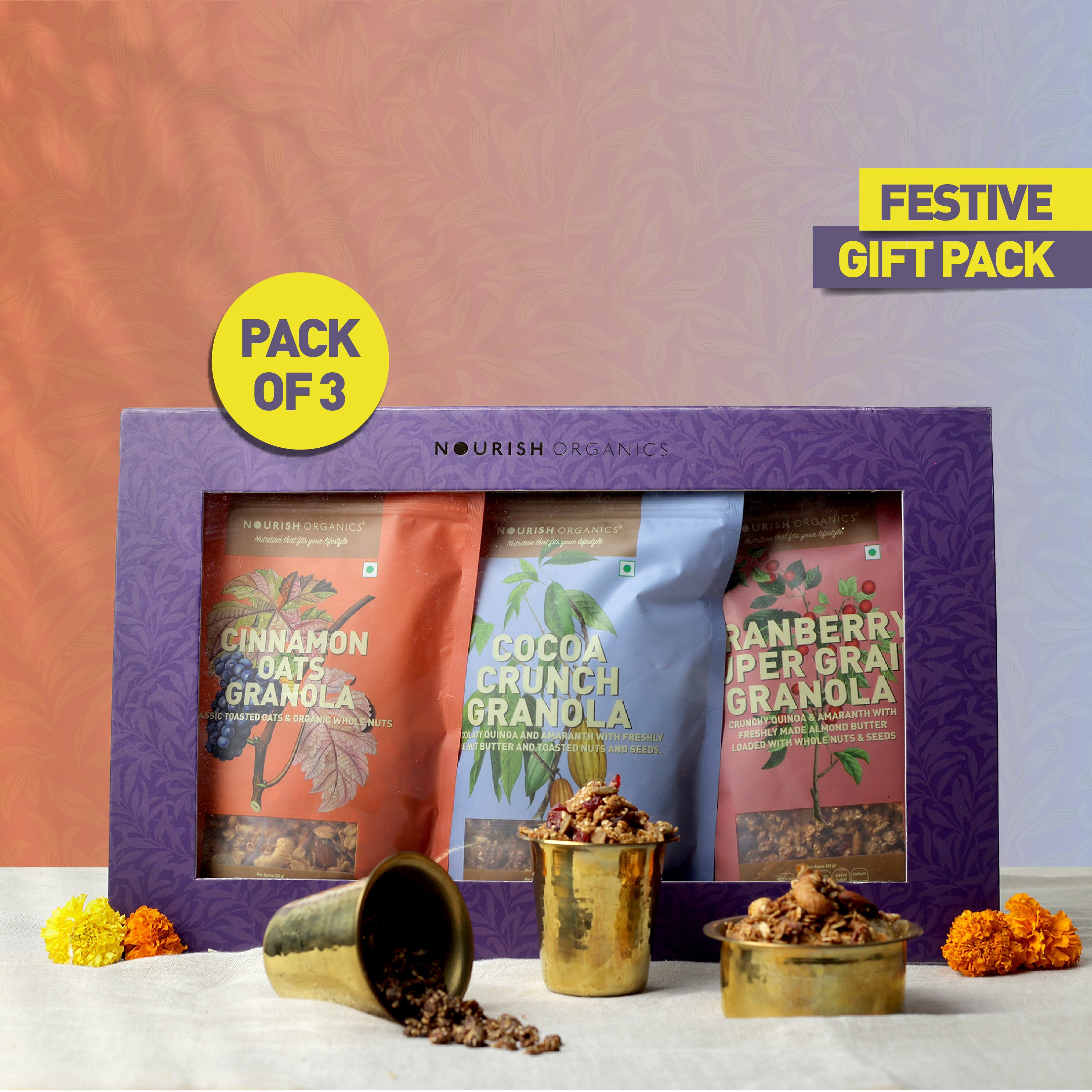 Gifting Pack - Pack of 3 Granola // Cranberry Supergrain + Cocoa Crunch + Cinnamon Oats