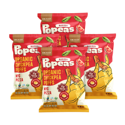 Popeas NYC Pizza Flavoured Peas – Savoury Snack | Nourish Organics- Pack of 4, (60G)