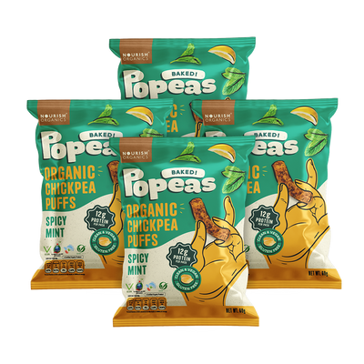 Popeas Spicy Mint – Zesty Healthy Snack | Nourish Organics - Pack of 4, (60G)