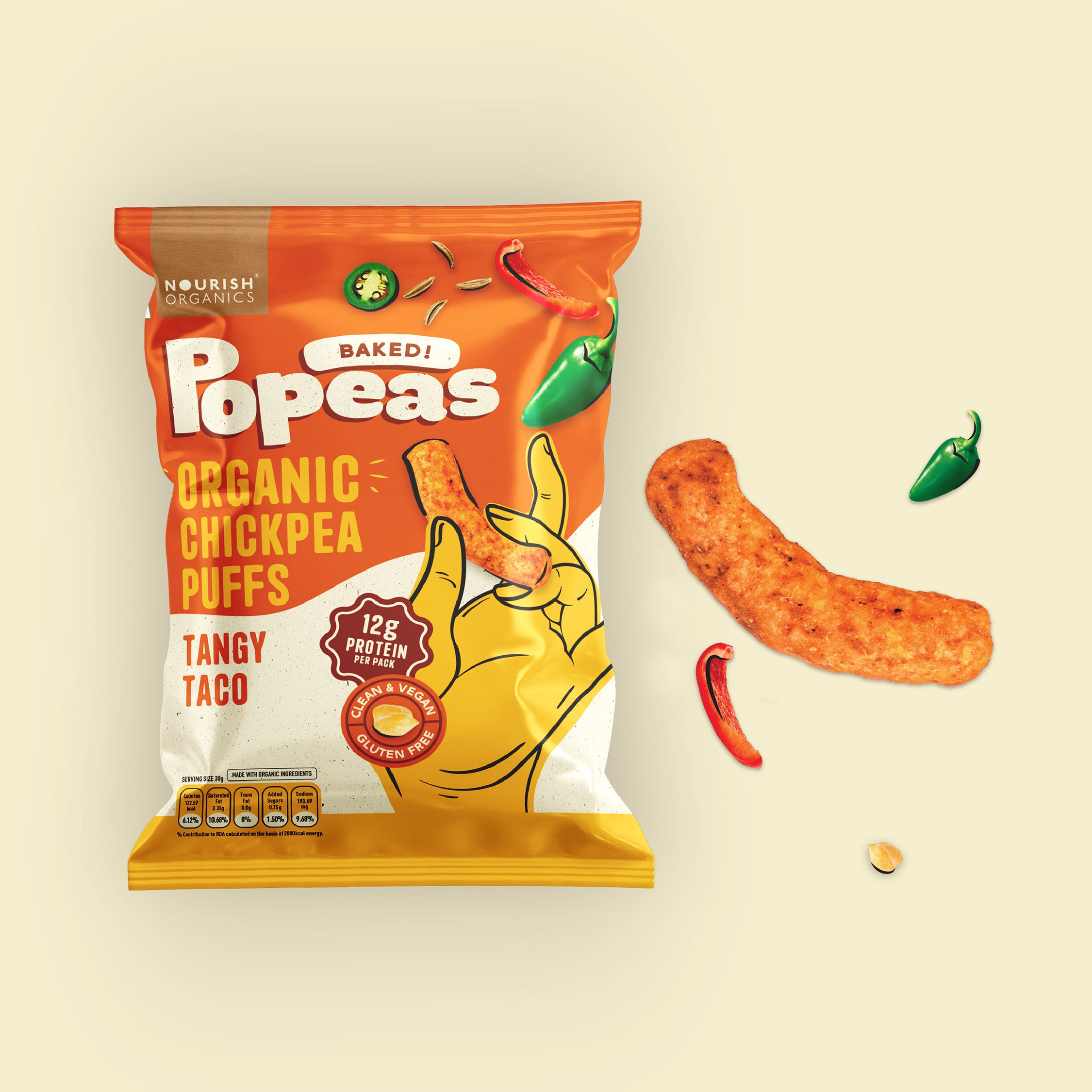 Tangy Taco Protein Puffs - Pack of 4, (60G)