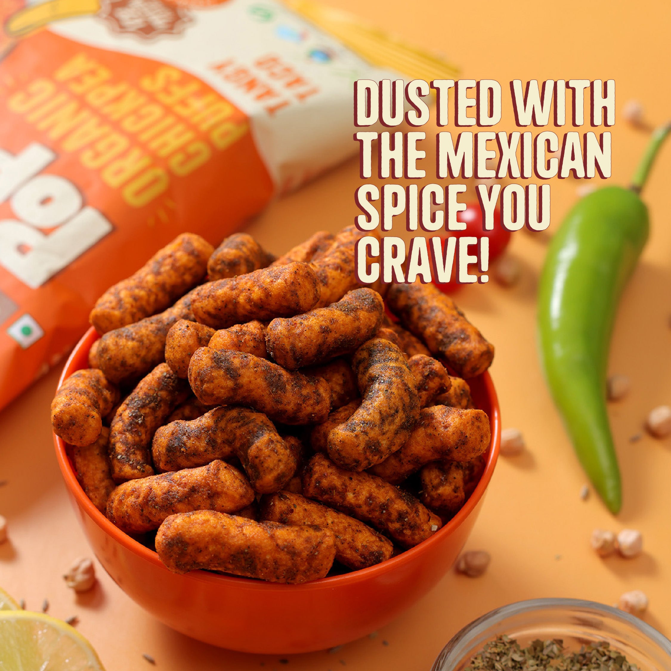 Tangy Taco Protein Puffs - Pack of 4, (60G)