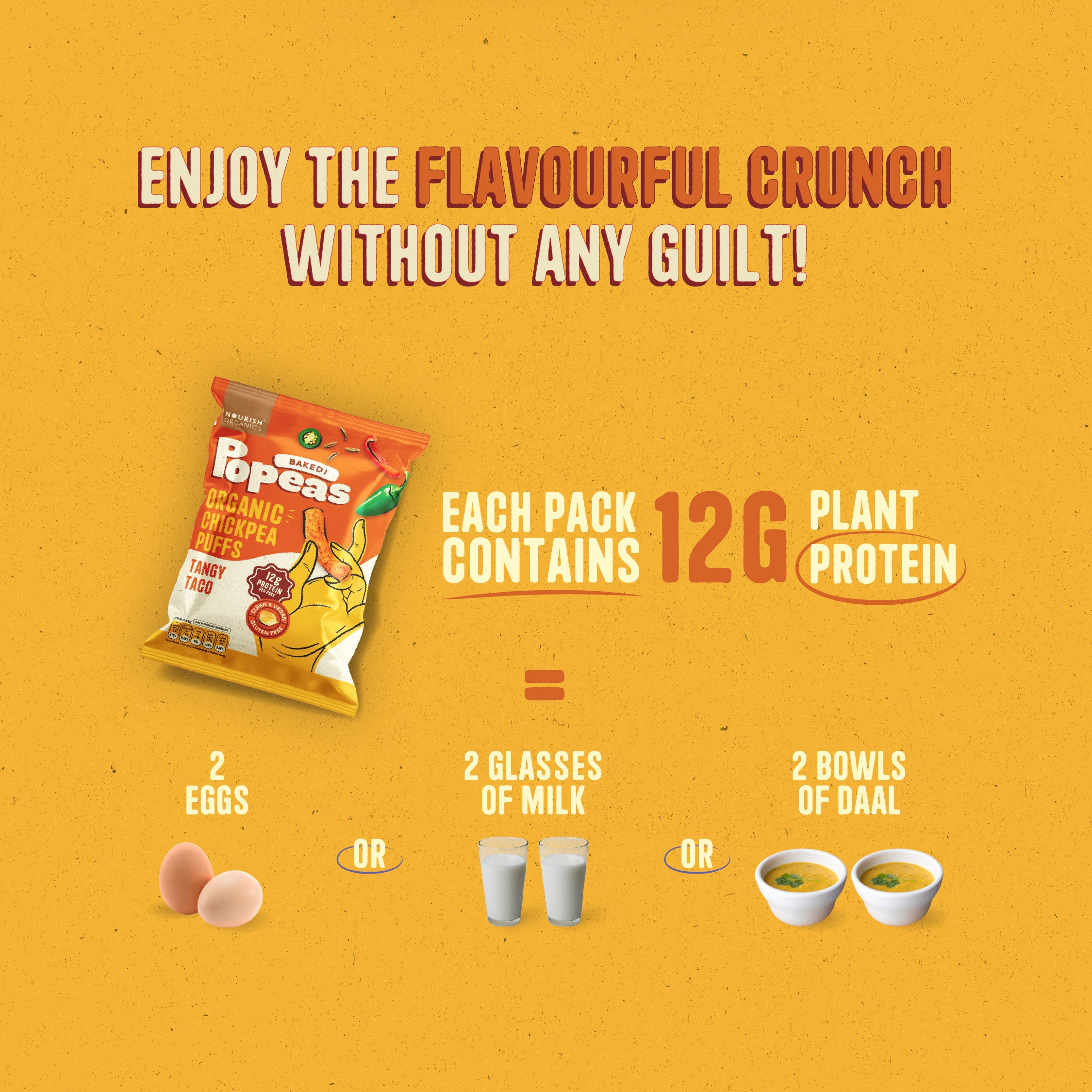 Tangy Taco Protein Puffs - Pack of 12, (60G)