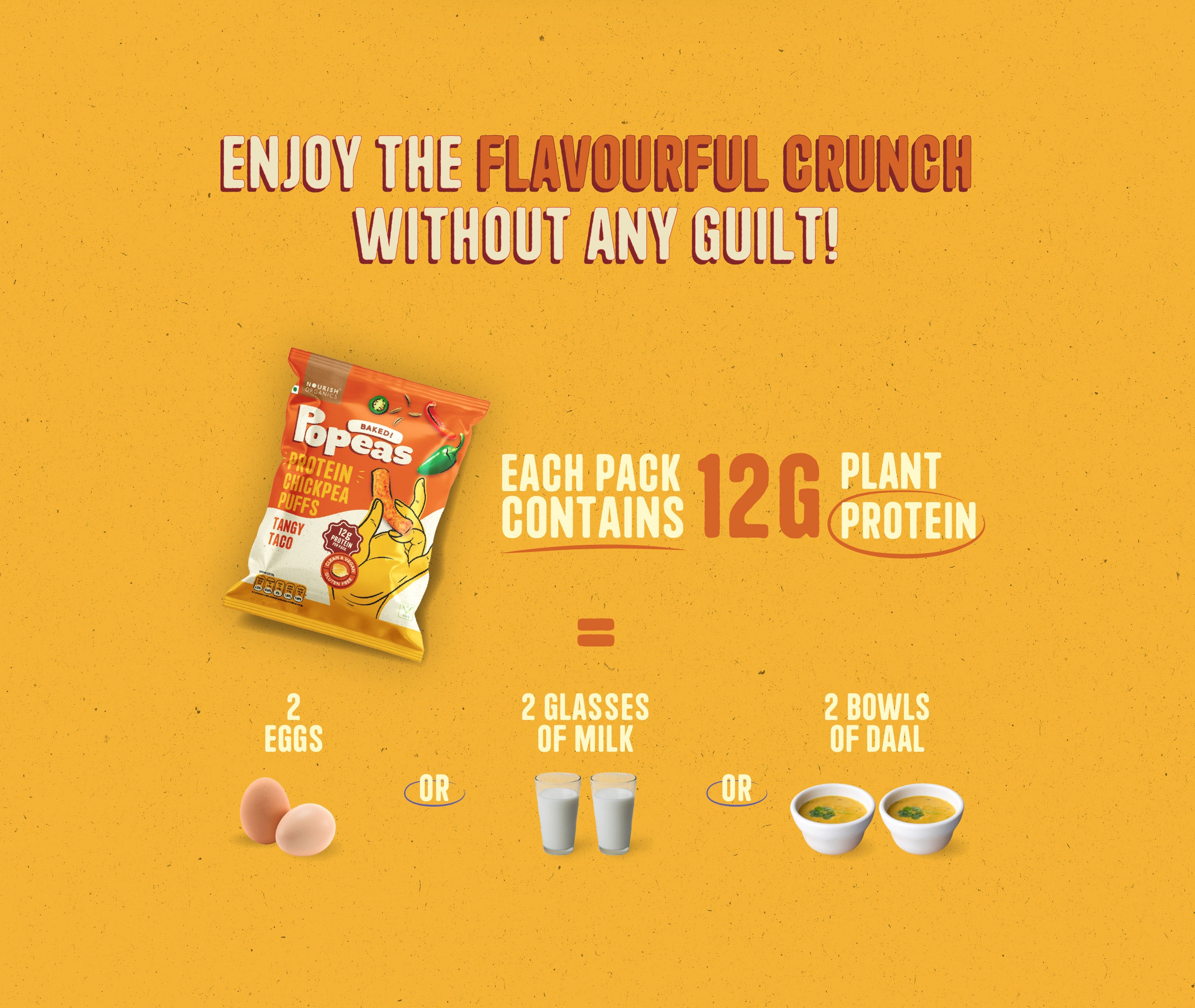 Tangy Taco Protein Puffs - Pack of 4, (60G)