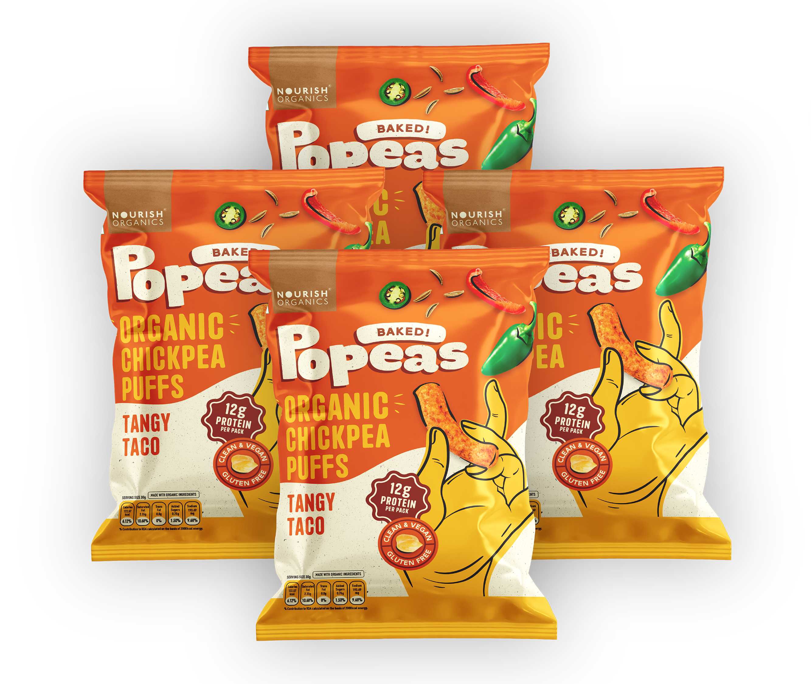 Tangy Taco Protein Puffs - Pack of 4, (60G)
