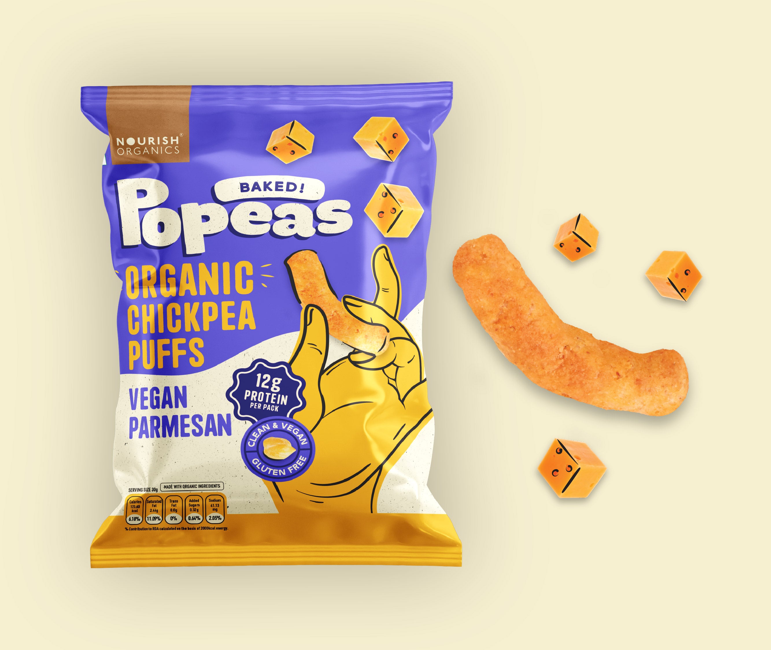 Vegan Parmesan Protein Puffs - Pack of 12, (60G)