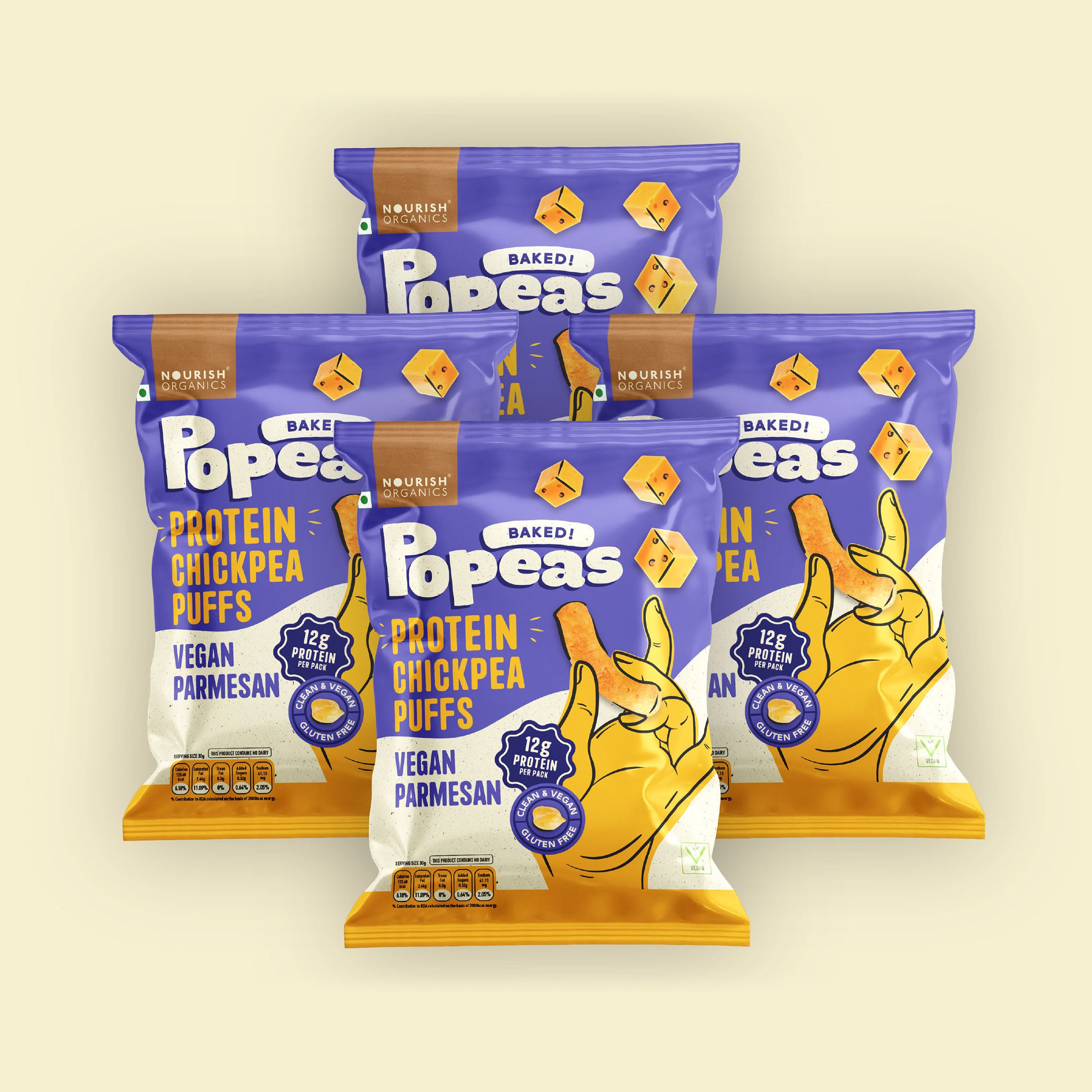 Vegan Parmesan Protein Puffs - Pack of 4 (60G)