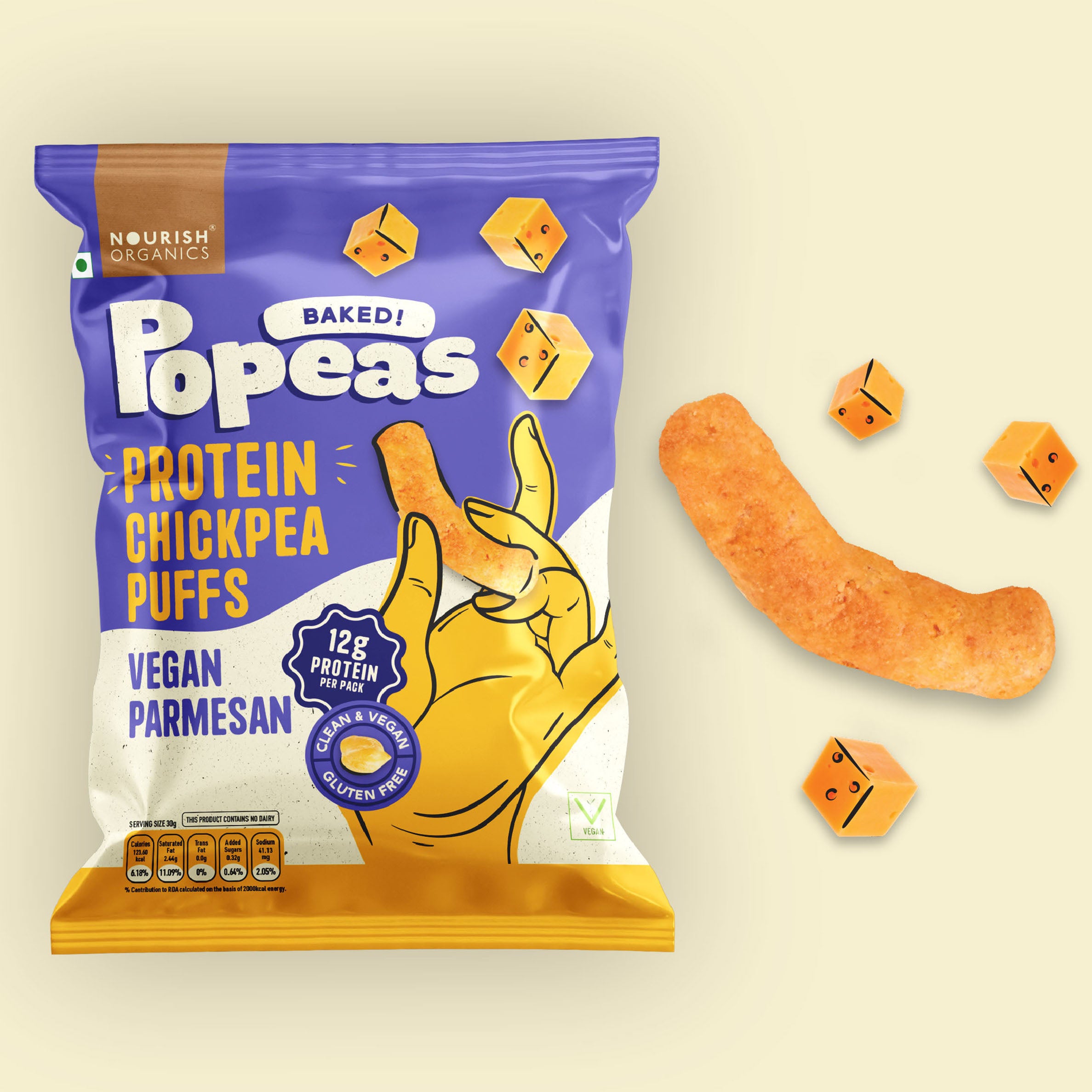 Vegan Parmesan Protein Puffs - Pack of 4 (60G)